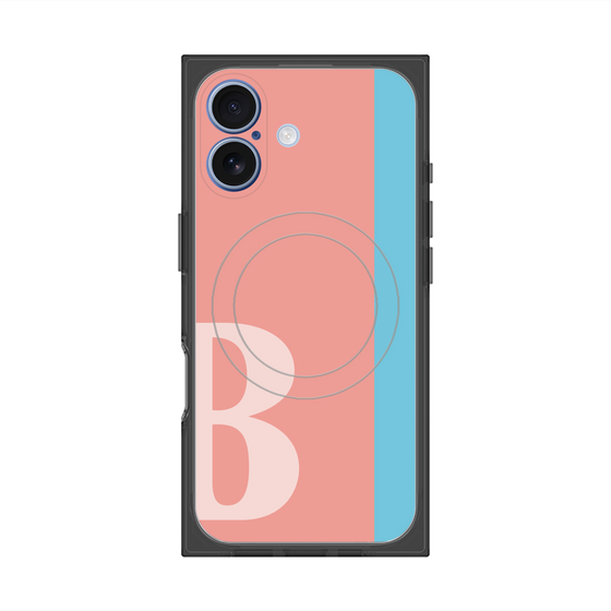 プレミアムスクエアケース with MagSafe［ オリジナル - initial color line - B pink ］