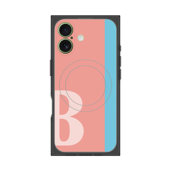 プレミアムスクエアケース with MagSafe［ オリジナル - initial color line - B pink ］