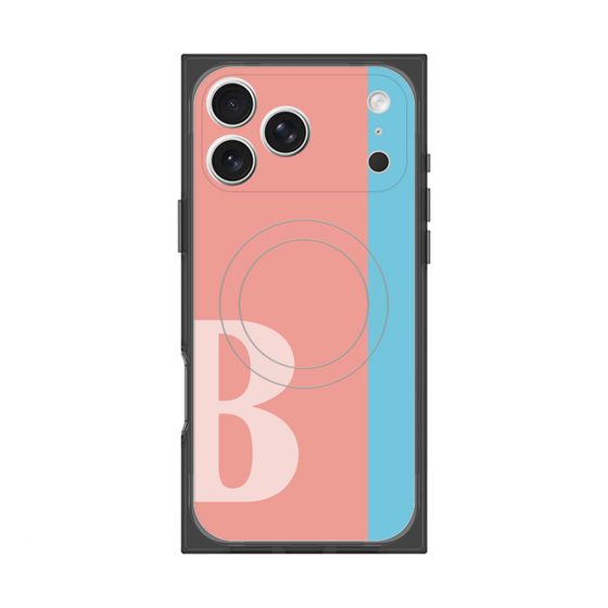 プレミアムスクエアケース with MagSafe［ オリジナル - initial color line - B pink ］