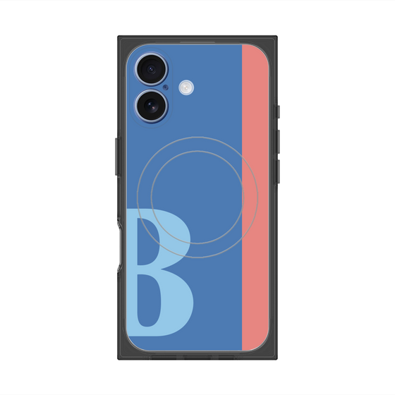 プレミアムスクエアケース with MagSafe［ オリジナル - initial color line - B blue ］