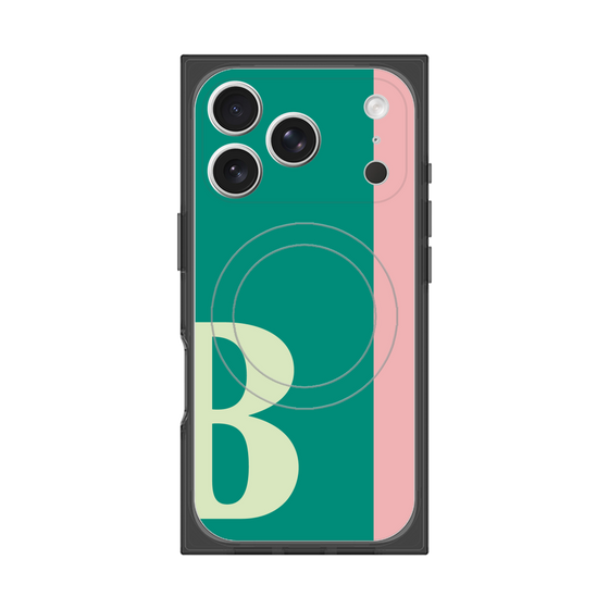 プレミアムスクエアケース with MagSafe［ オリジナル - initial color line - B green ］