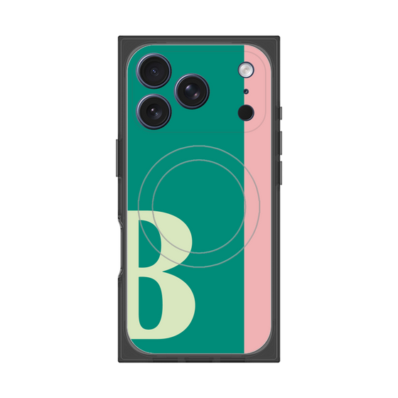 プレミアムスクエアケース with MagSafe［ オリジナル - initial color line - B green ］