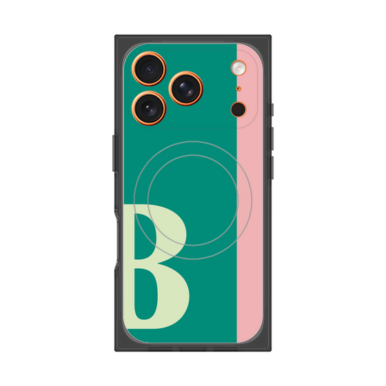 プレミアムスクエアケース with MagSafe［ オリジナル - initial color line - B green ］