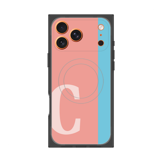 プレミアムスクエアケース with MagSafe［ オリジナル - initial color line - C pink ］
