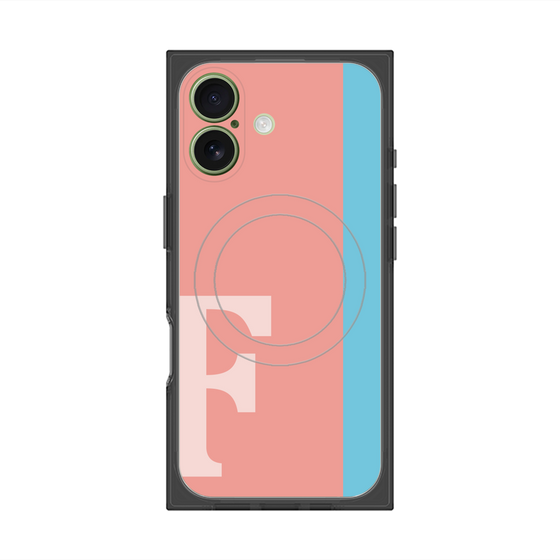 プレミアムスクエアケース with MagSafe［ オリジナル - initial color line - F pink ］