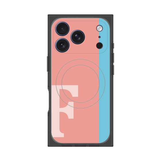 プレミアムスクエアケース with MagSafe［ オリジナル - initial color line - F pink ］