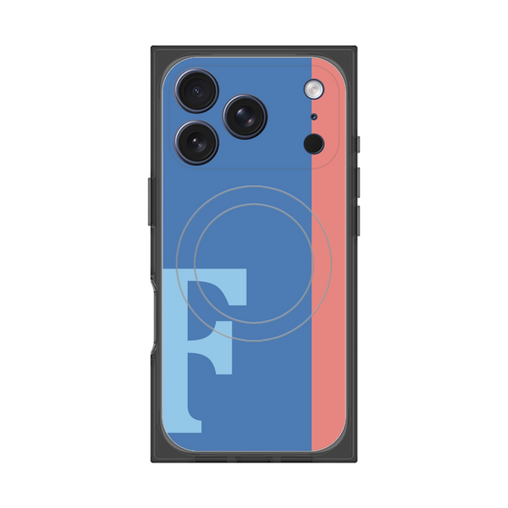 プレミアムスクエアケース with MagSafe［ オリジナル - initial color line - F blue ］