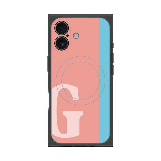 プレミアムスクエアケース with MagSafe［ オリジナル - initial color line - G pink ］