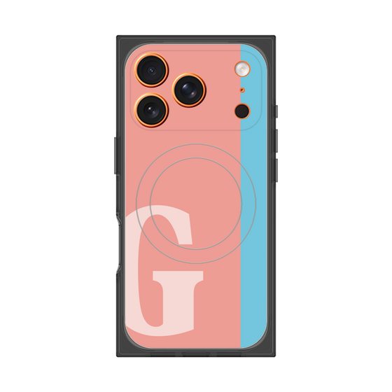 プレミアムスクエアケース with MagSafe［ オリジナル - initial color line - G pink ］
