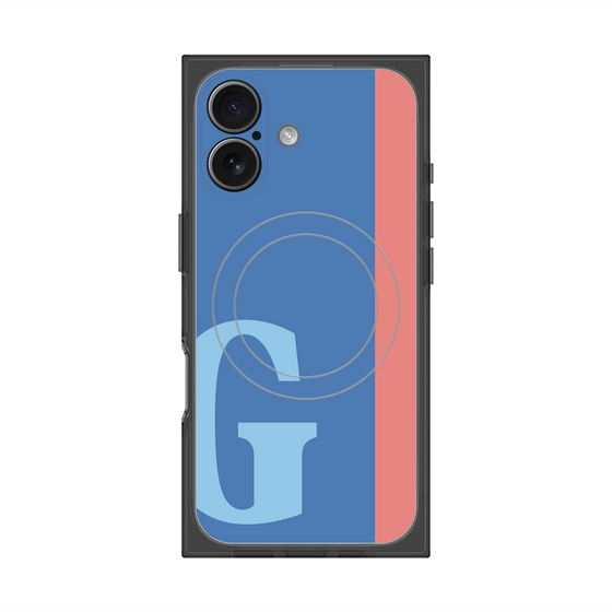 プレミアムスクエアケース with MagSafe［ オリジナル - initial color line - G blue ］