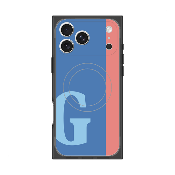 プレミアムスクエアケース with MagSafe［ オリジナル - initial color line - G blue ］