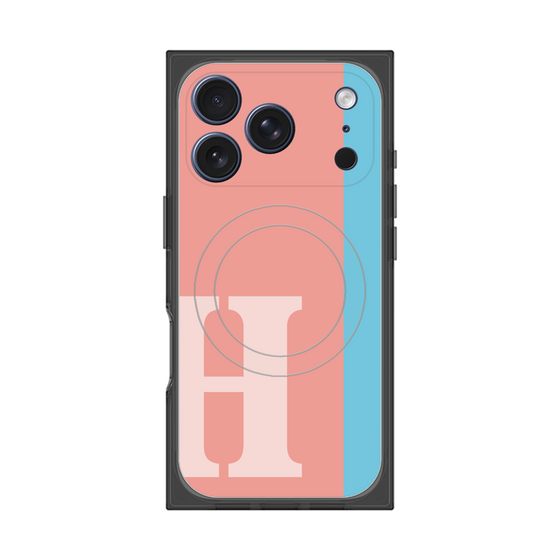 プレミアムスクエアケース with MagSafe［ オリジナル - initial color line - H pink ］