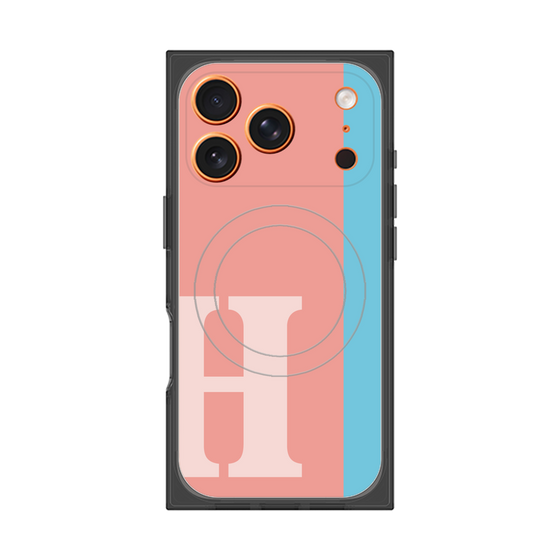 プレミアムスクエアケース with MagSafe［ オリジナル - initial color line - H pink ］