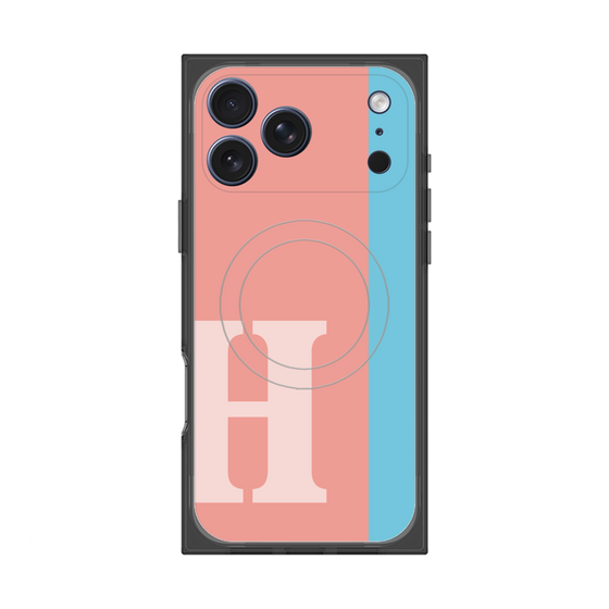 プレミアムスクエアケース with MagSafe［ オリジナル - initial color line - H pink ］