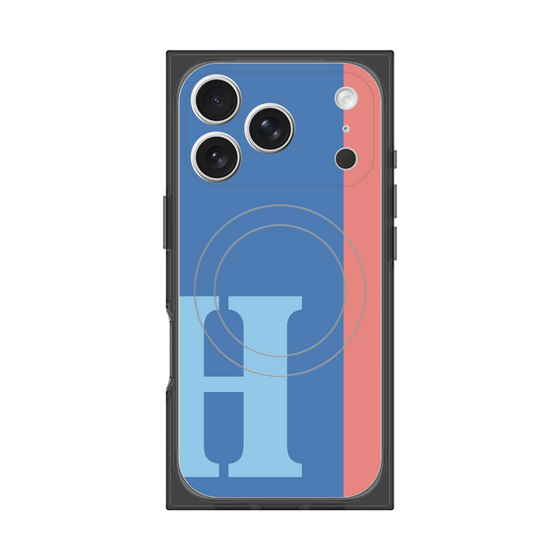 プレミアムスクエアケース with MagSafe［ オリジナル - initial color line - H blue ］