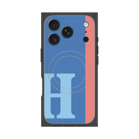 プレミアムスクエアケース with MagSafe［ オリジナル - initial color line - H blue ］