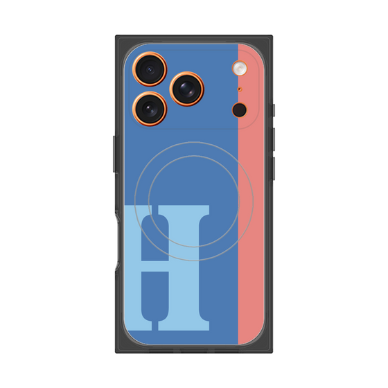 プレミアムスクエアケース with MagSafe［ オリジナル - initial color line - H blue ］