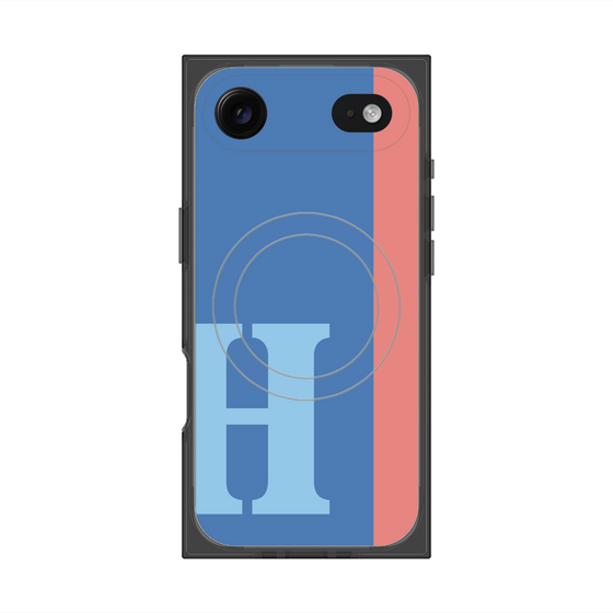 プレミアムスクエアケース with MagSafe［ オリジナル - initial color line - H blue ］