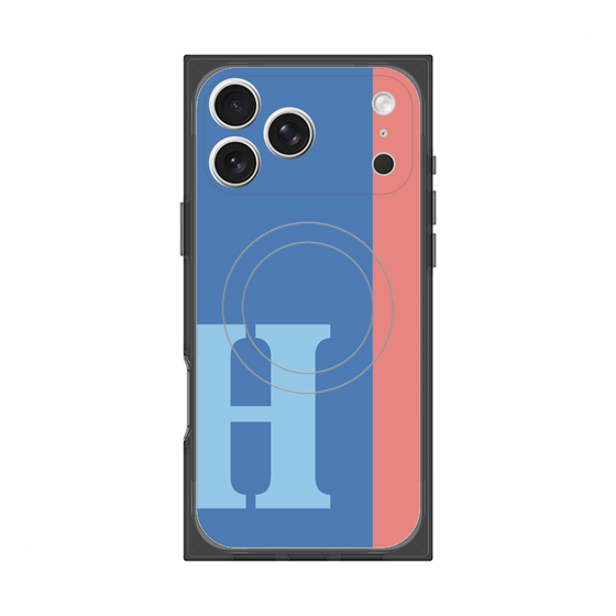 プレミアムスクエアケース with MagSafe［ オリジナル - initial color line - H blue ］