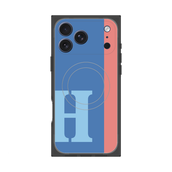 プレミアムスクエアケース with MagSafe［ オリジナル - initial color line - H blue ］