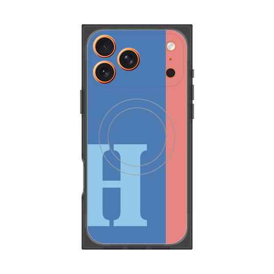 プレミアムスクエアケース with MagSafe［ オリジナル - initial color line - H blue ］