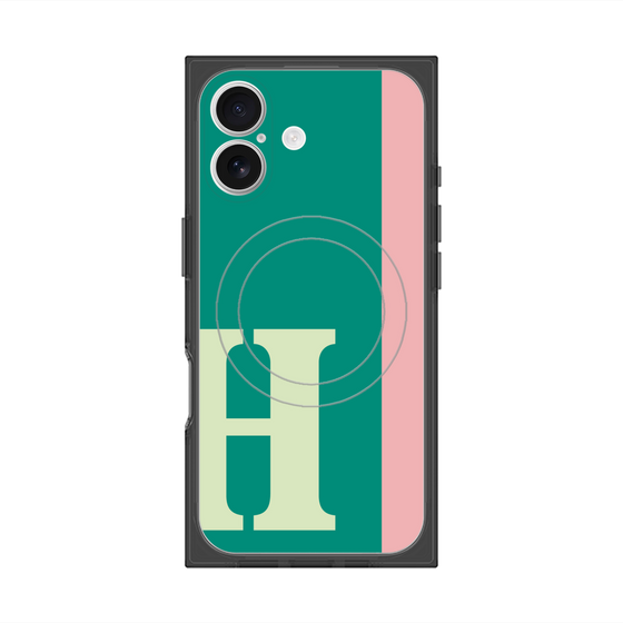 プレミアムスクエアケース with MagSafe［ オリジナル - initial color line - H green ］