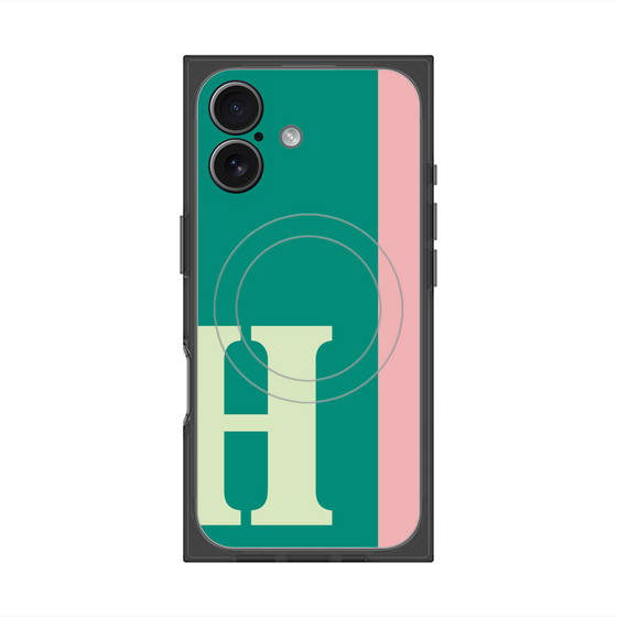 プレミアムスクエアケース with MagSafe［ オリジナル - initial color line - H green ］