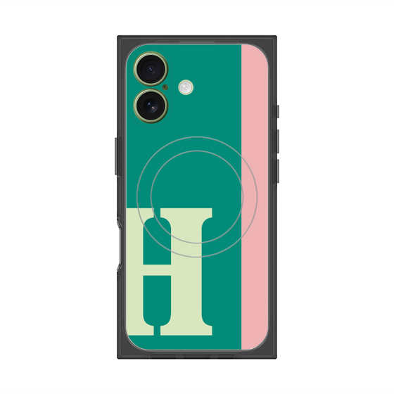 プレミアムスクエアケース with MagSafe［ オリジナル - initial color line - H green ］