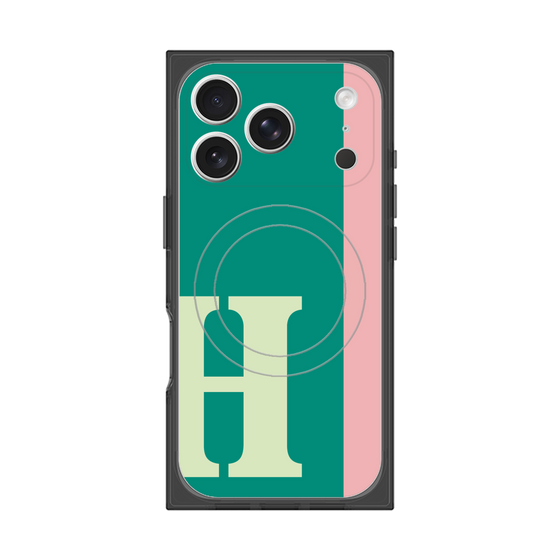 プレミアムスクエアケース with MagSafe［ オリジナル - initial color line - H green ］