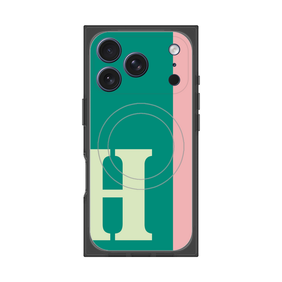 プレミアムスクエアケース with MagSafe［ オリジナル - initial color line - H green ］