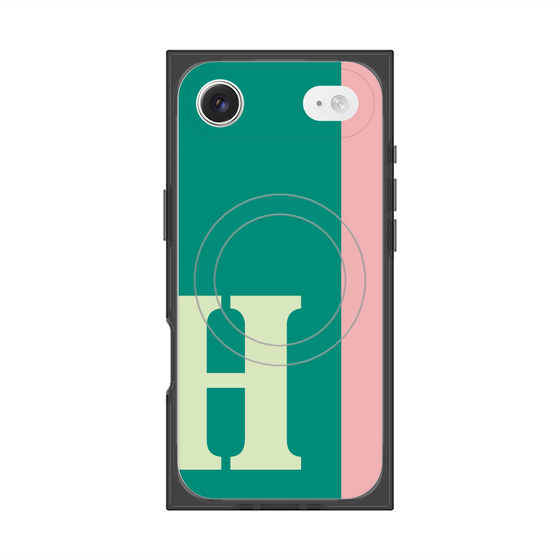 プレミアムスクエアケース with MagSafe［ オリジナル - initial color line - H green ］