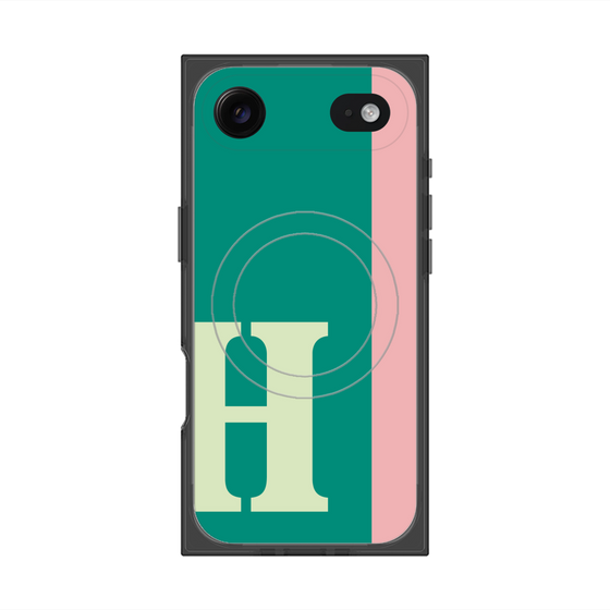 プレミアムスクエアケース with MagSafe［ オリジナル - initial color line - H green ］