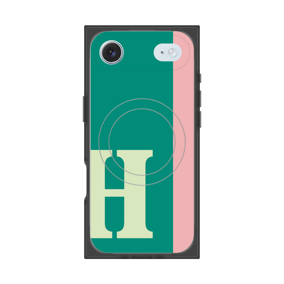 プレミアムスクエアケース with MagSafe［ オリジナル - initial color line - H green ］