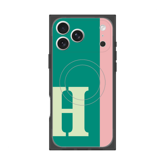 プレミアムスクエアケース with MagSafe［ オリジナル - initial color line - H green ］