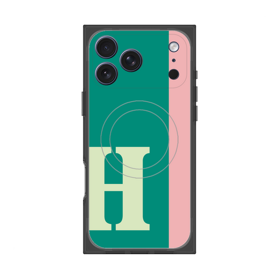 プレミアムスクエアケース with MagSafe［ オリジナル - initial color line - H green ］