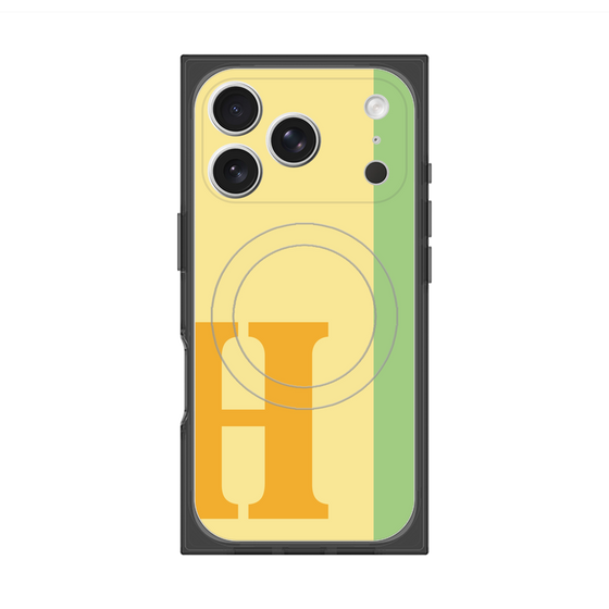 プレミアムスクエアケース with MagSafe［ オリジナル - initial color line - H yellow ］