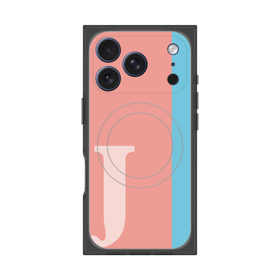 プレミアムスクエアケース with MagSafe［ オリジナル - initial color line - J pink ］
