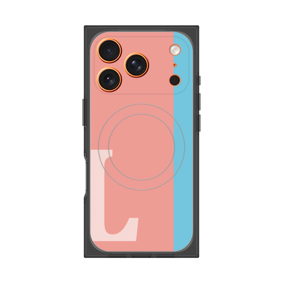プレミアムスクエアケース with MagSafe［ オリジナル - initial color line - L pink ］