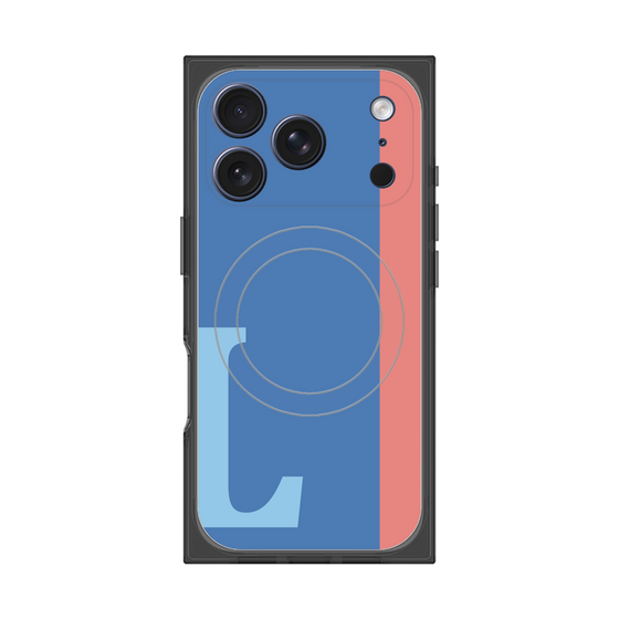 プレミアムスクエアケース with MagSafe［ オリジナル - initial color line - L blue ］