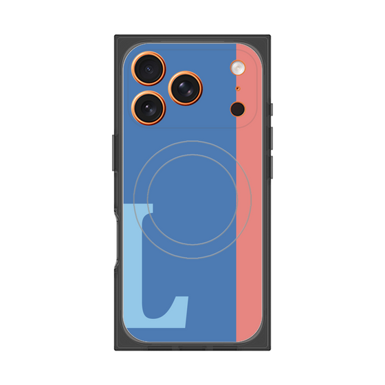プレミアムスクエアケース with MagSafe［ オリジナル - initial color line - L blue ］
