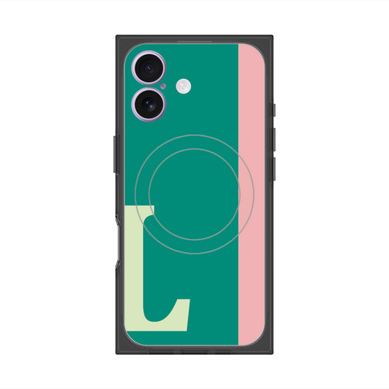 プレミアムスクエアケース with MagSafe［ オリジナル - initial color line - L green ］