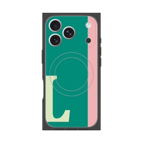 プレミアムスクエアケース with MagSafe［ オリジナル - initial color line - L green ］