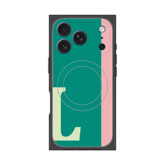 プレミアムスクエアケース with MagSafe［ オリジナル - initial color line - L green ］