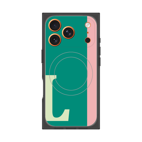 プレミアムスクエアケース with MagSafe［ オリジナル - initial color line - L green ］