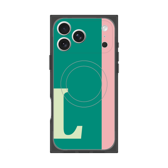 プレミアムスクエアケース with MagSafe［ オリジナル - initial color line - L green ］