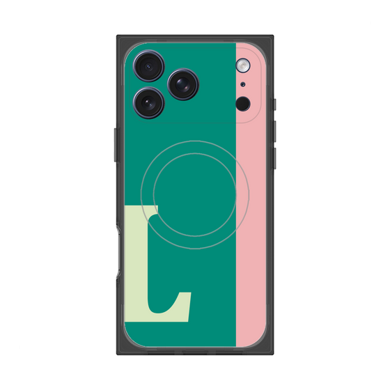 プレミアムスクエアケース with MagSafe［ オリジナル - initial color line - L green ］