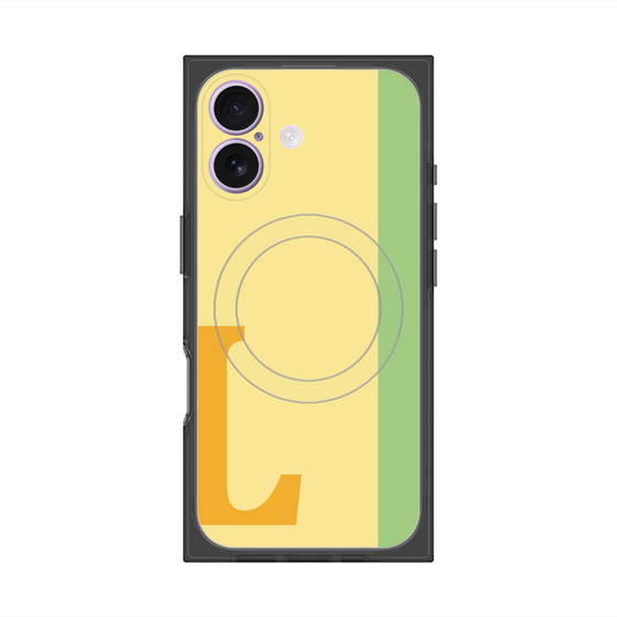 プレミアムスクエアケース with MagSafe［ オリジナル - initial color line - L yellow ］