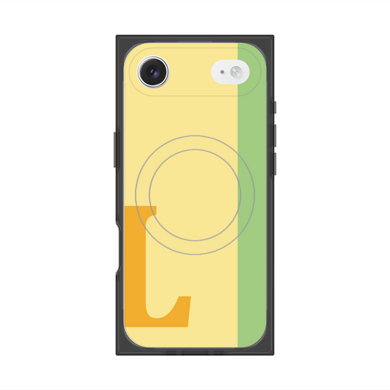 プレミアムスクエアケース with MagSafe［ オリジナル - initial color line - L yellow ］