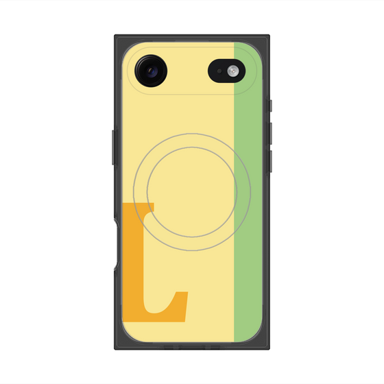 プレミアムスクエアケース with MagSafe［ オリジナル - initial color line - L yellow ］