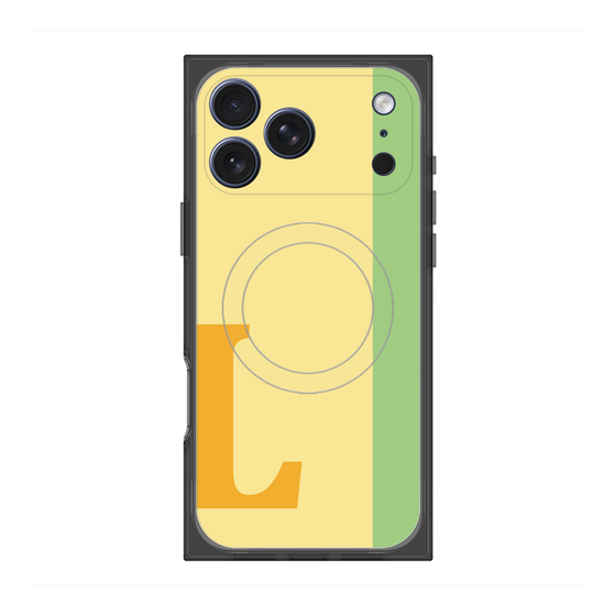 プレミアムスクエアケース with MagSafe［ オリジナル - initial color line - L yellow ］
